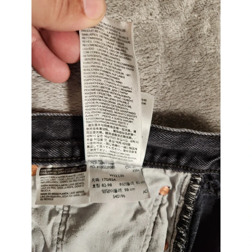 Levi's 501 Jeans Men's‎ 30X29 (Tag 32X30) Black Straight Baggie Button Fly